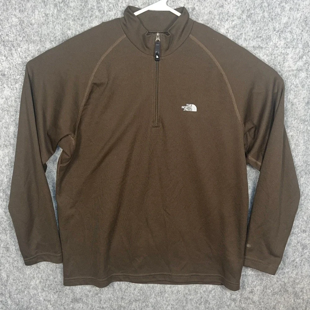The North Face‎ Men's Quarter Zip Pullover Brown Flight Series Mock Neck Sweater